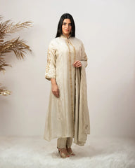 Handworked jacket style salwar suit-off white