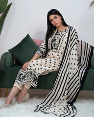 Polka Dot Printed Salwar Suit – Beige