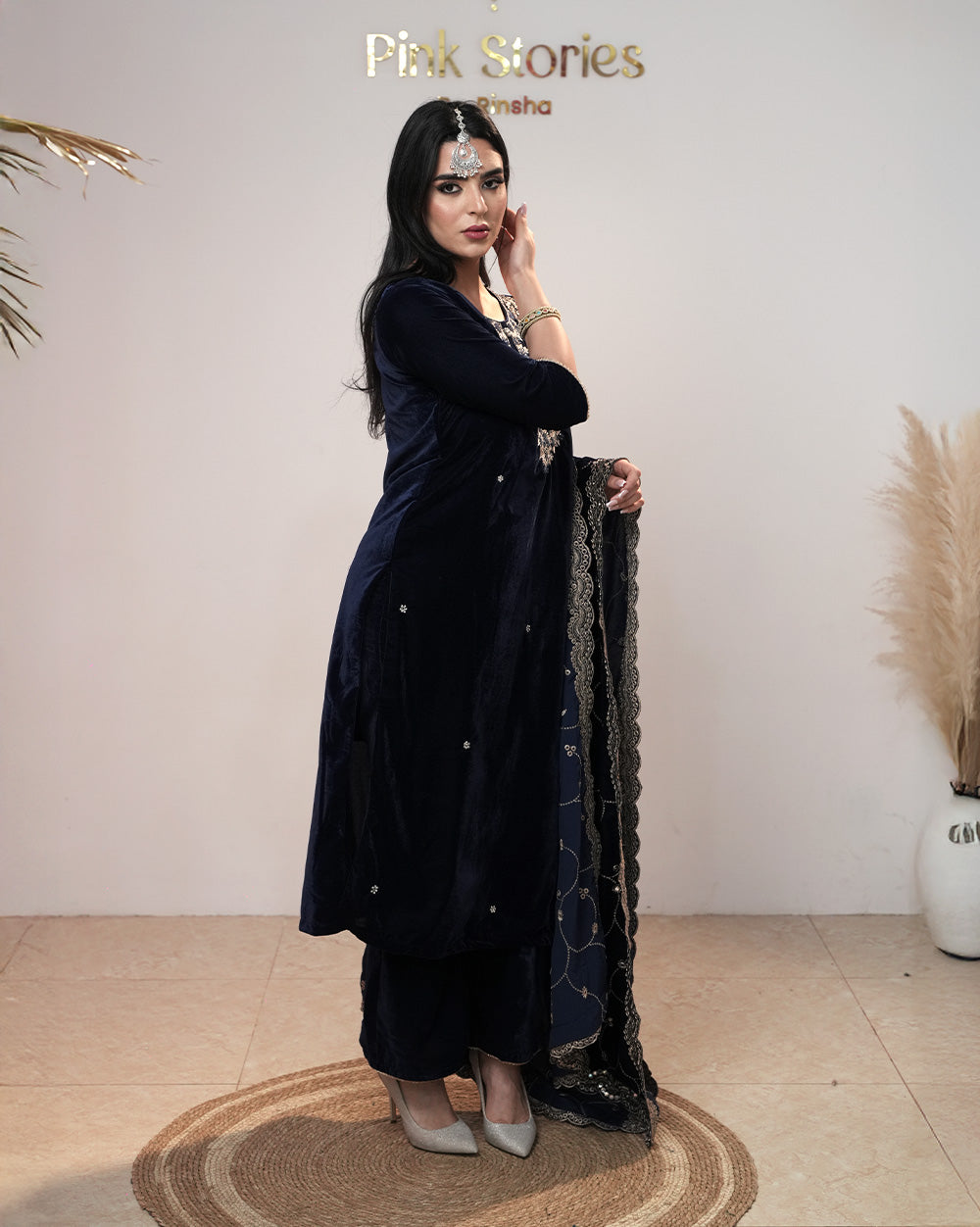 Premium Velvet Salwar Suit – Navy Blue