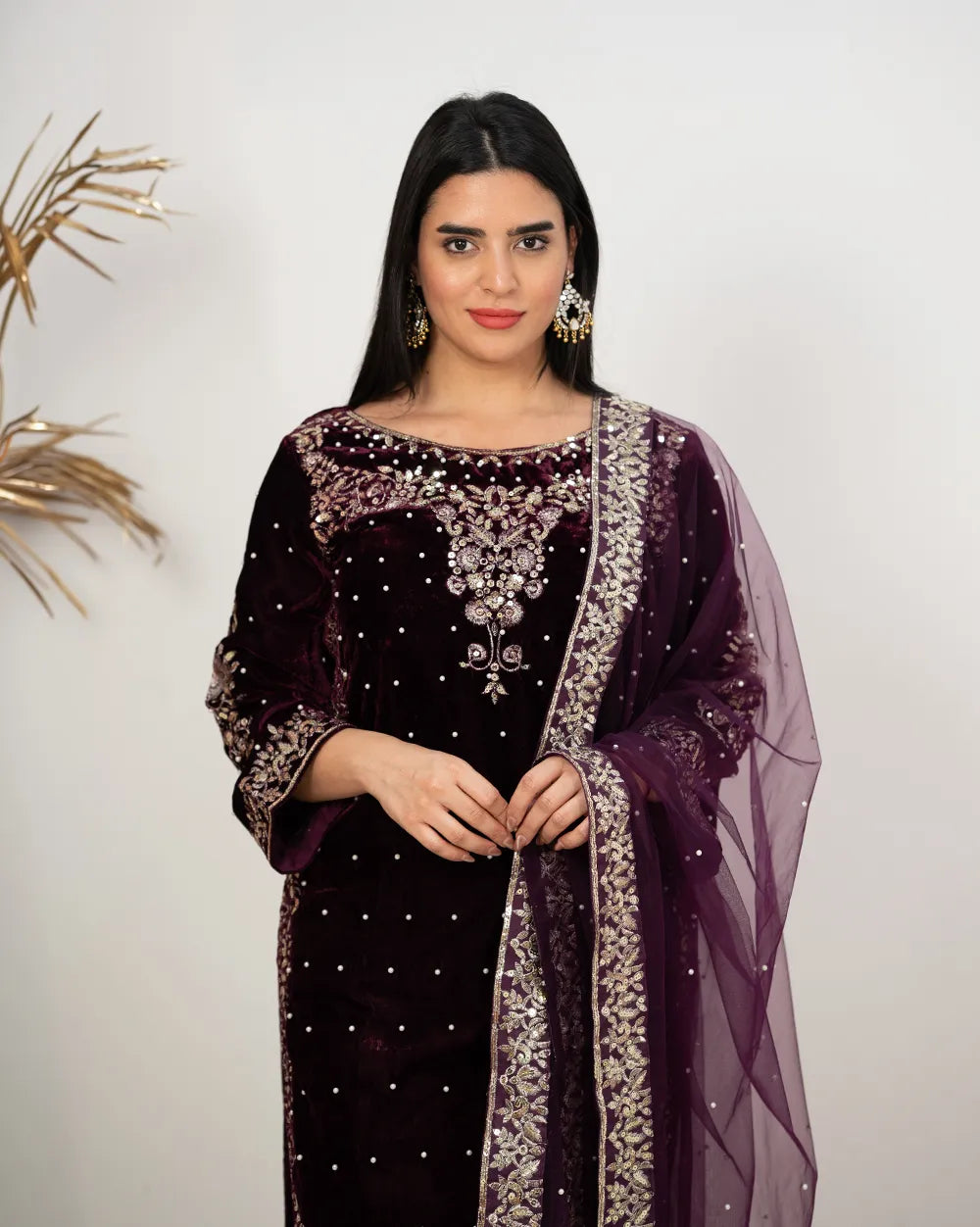 Heavy velvet salwar suit- purple