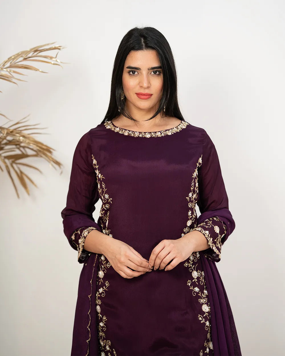 Handworked sharara suit- purple