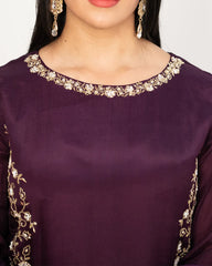 Handworked sharara suit- purple