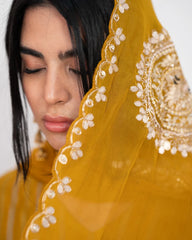 Tissue Striped Salwar Suit – Golden Yellow