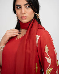 Panaeled A-Line Anarkali Suit – Brick Red
