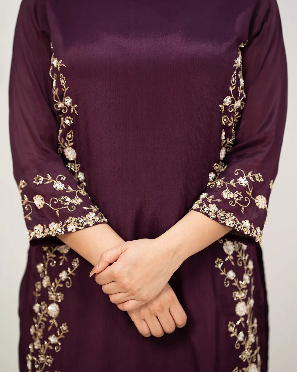 Handworked sharara suit- purple
