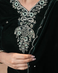 Handworked Velvet Salwar Suit – Green