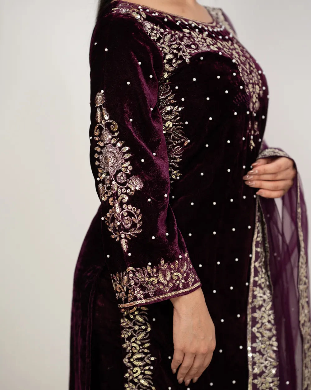 Heavy velvet salwar suit- purple