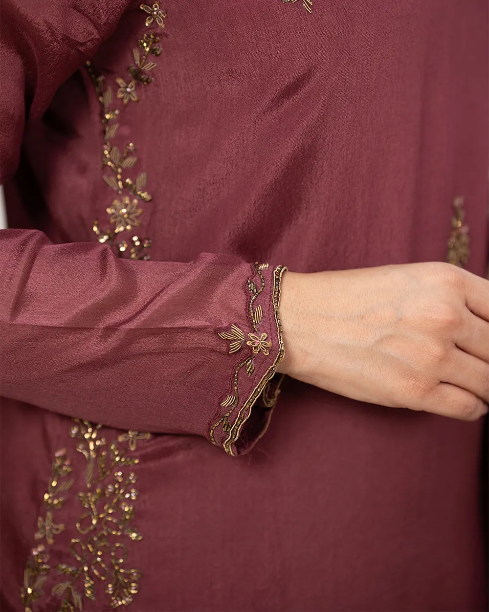 Handworked 3pc salwar suit- wine grey