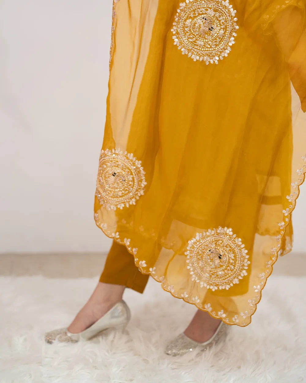 Tissue Striped Salwar Suit – Golden Yellow