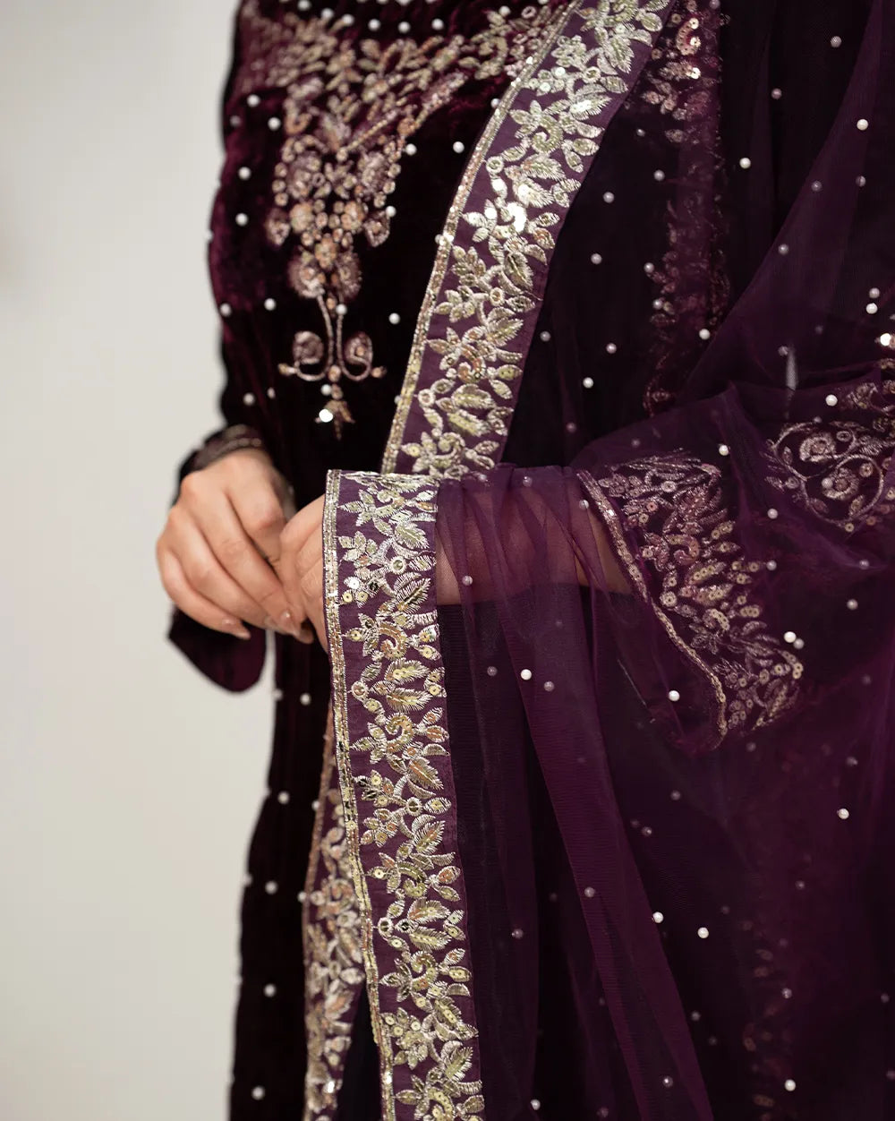 Heavy velvet salwar suit- purple