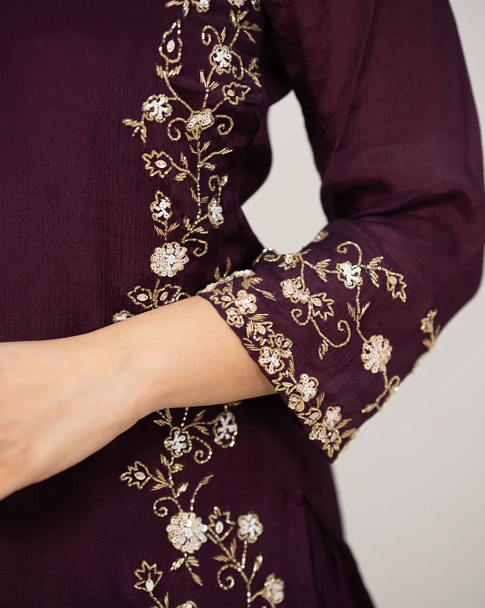 Handworked sharara suit- purple