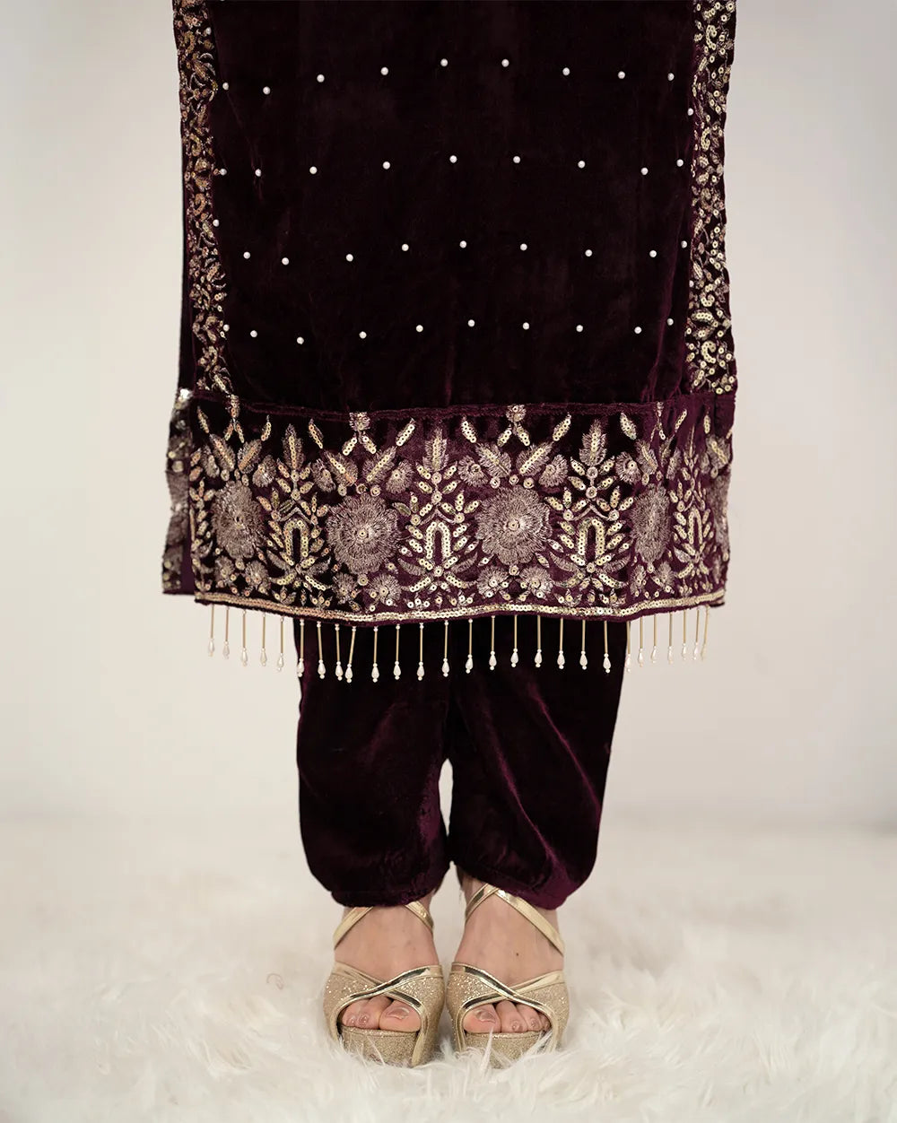 Heavy velvet salwar suit- purple