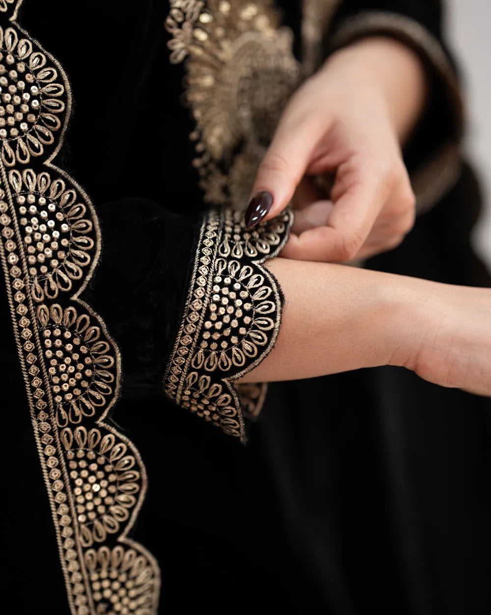 Embroidered Velvet Salwar Suit – Black