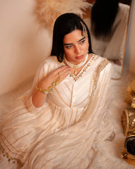 Sharara suit with peplum top- white