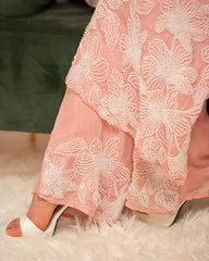 Heavy handworked long salwar suit- baby pink