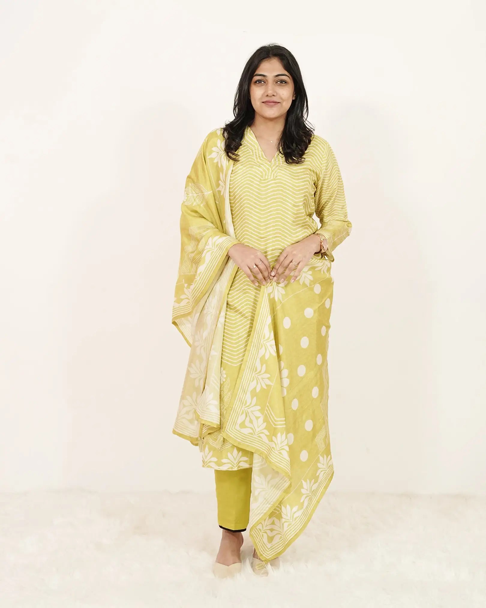 Zigzag Striped 3Pc Salwar Suit