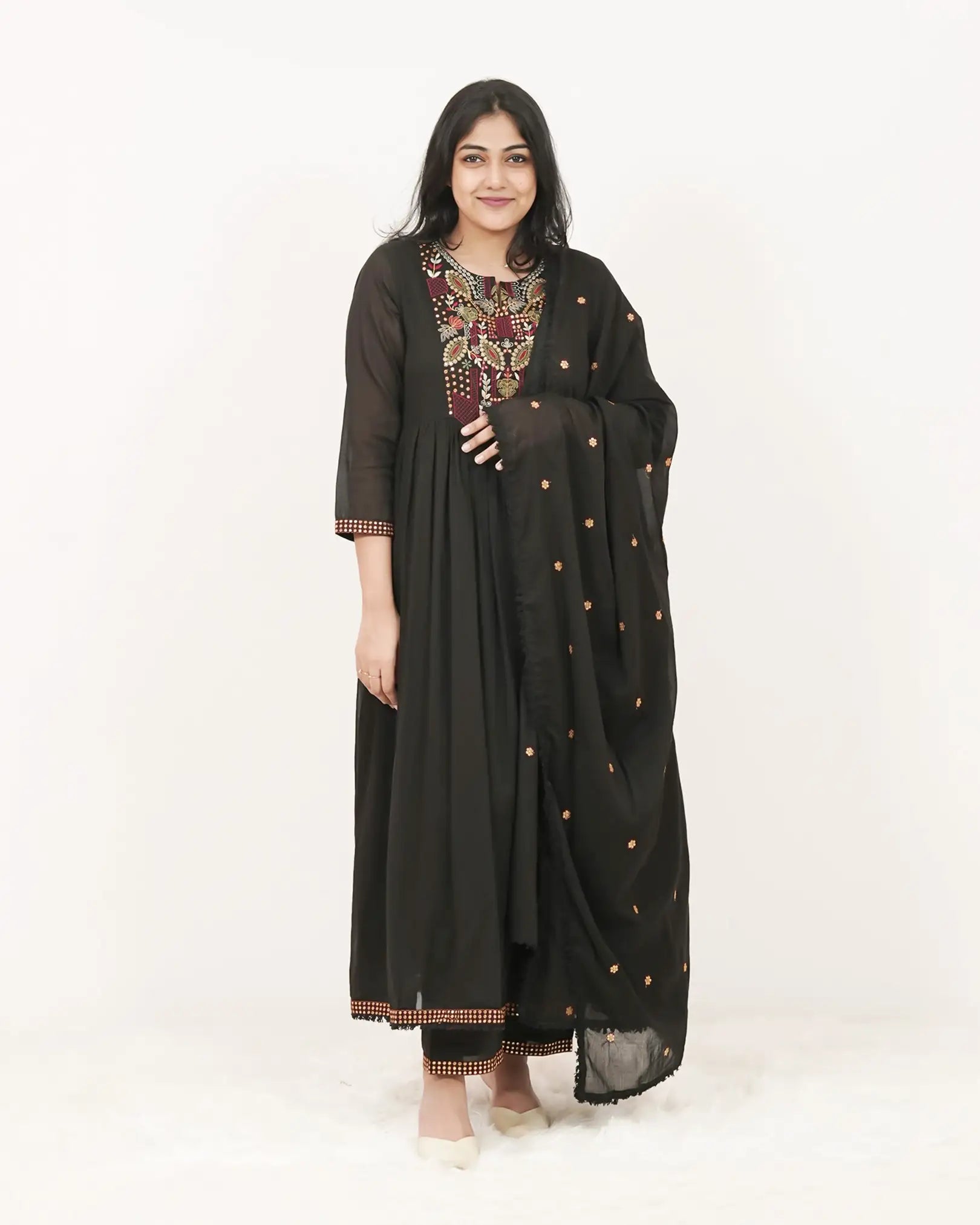 Embroidered 3Pc Anarkali Suit