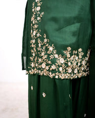 Handworked sharara suit- green