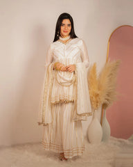 Sharara suit with peplum top- white