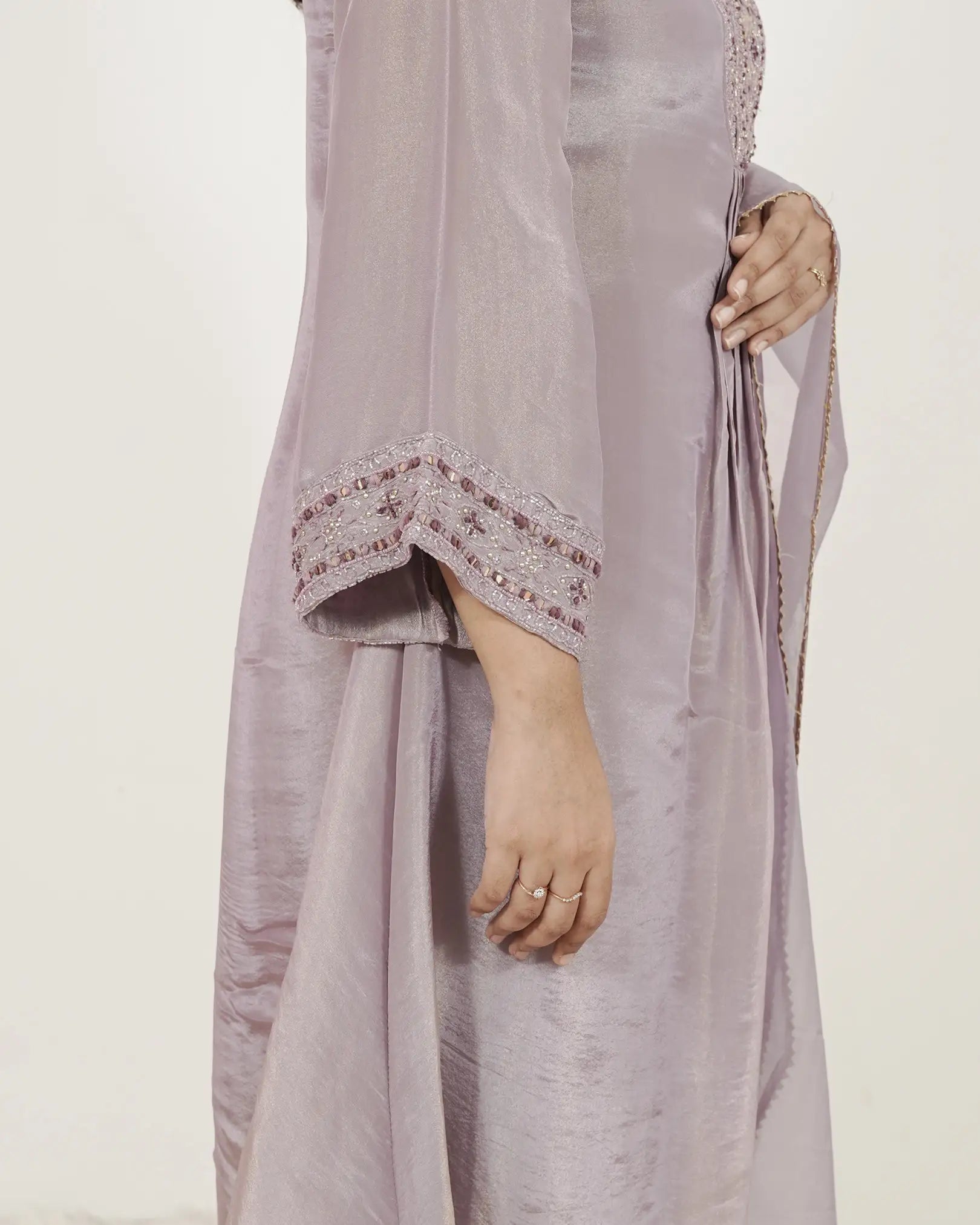 Handworked Tissue Silk 3Pc Anarkali