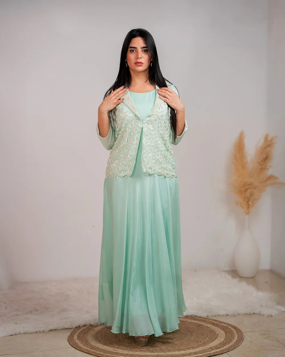 Indo western outfit- light cyan