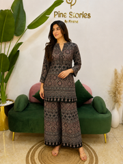 Black Ajrakh Print 2PC Modal Muslin Co-Ord Set
