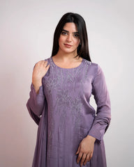 Handworked A-line salwar suit - lavender shade