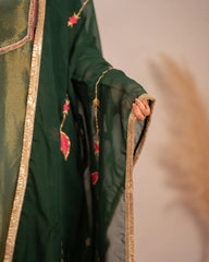 Tissue silk A-line Suit- green