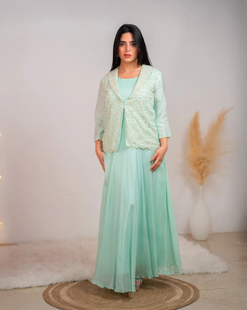 Indo western outfit- light cyan