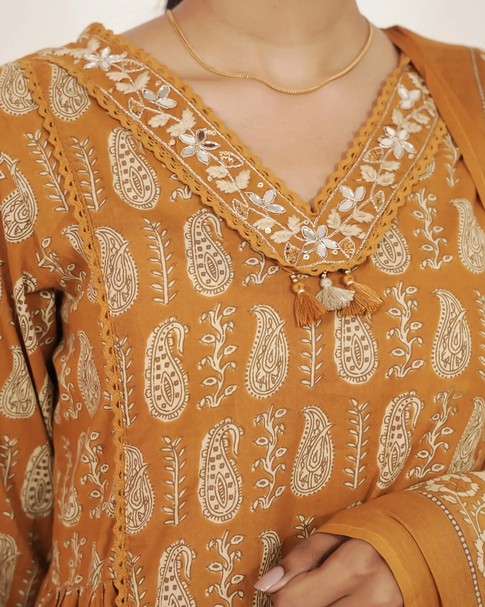 Paisley Printed 3Pc Anarkali Suit