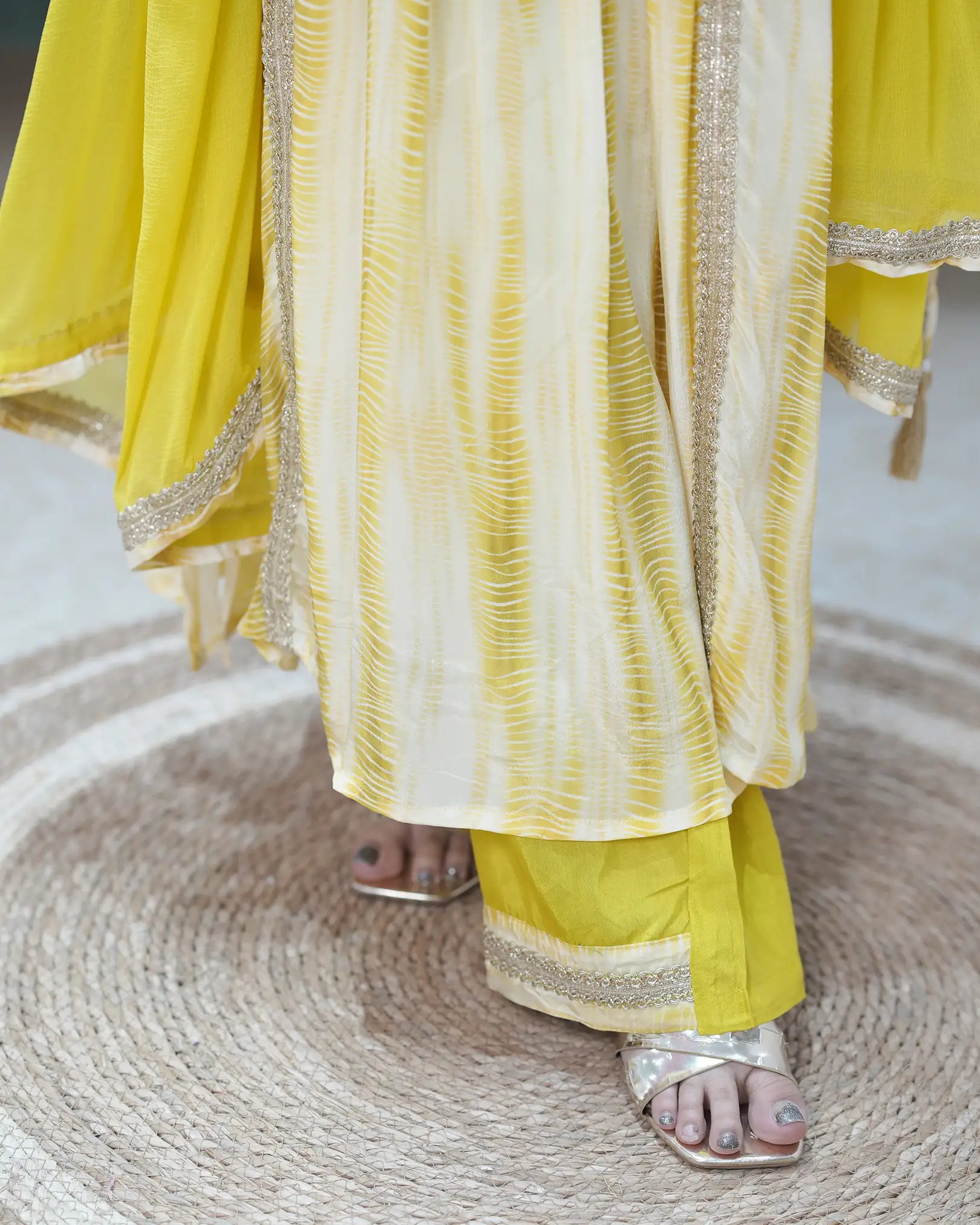 Crepe silk embroidered anarkali with side slits