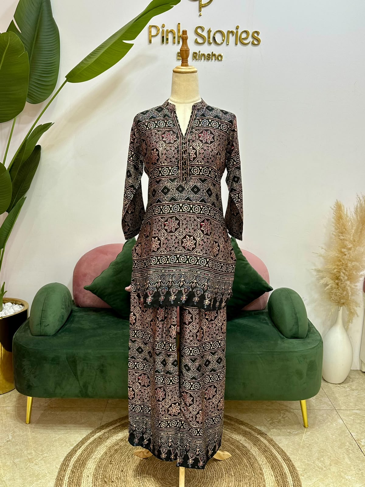 Black Ajrakh Print 2PC Modal Muslin Co-Ord Set