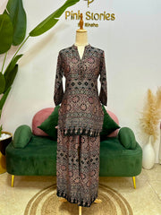 Black Ajrakh Print 2PC Modal Muslin Co-Ord Set