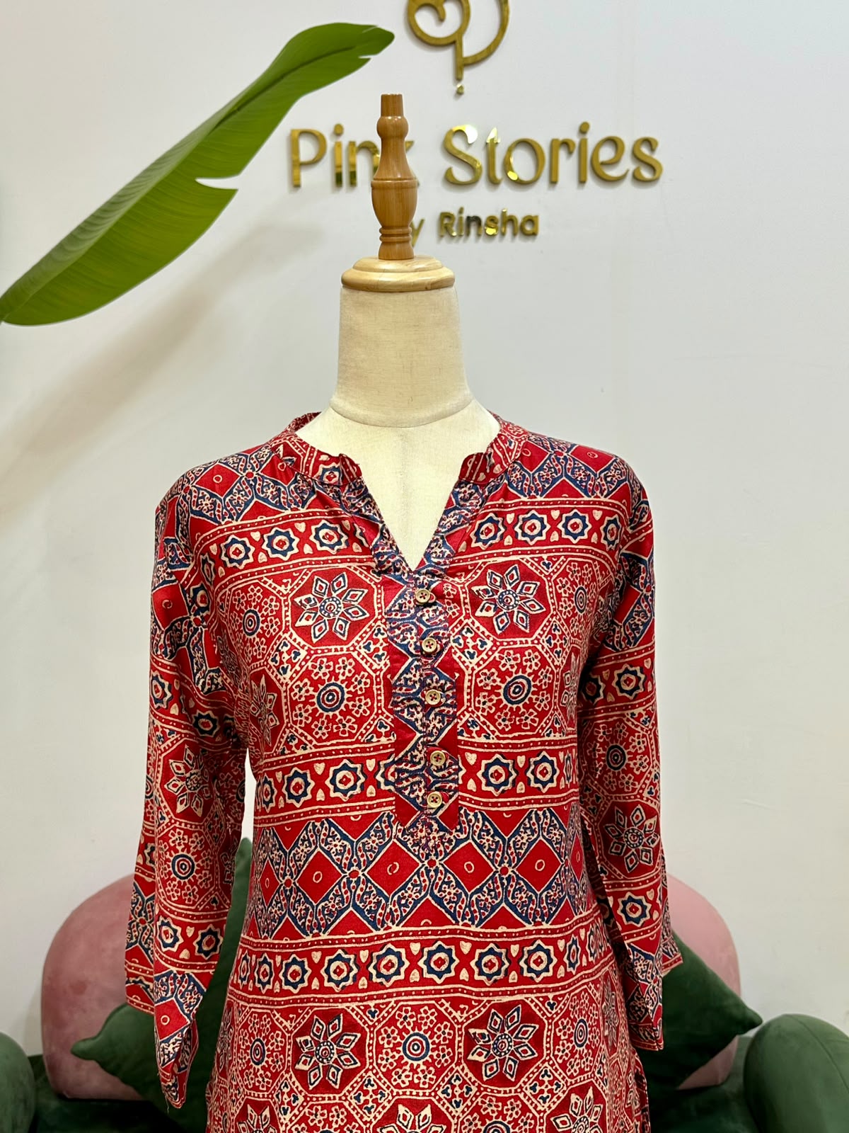 Red Ajrakh Print 2PC Modal Muslin Co-Ord Set