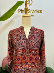 Wine Ajrakh Print 2PC Modal Muslin Co-Ord Set
