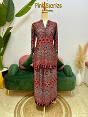 Wine Ajrakh Print 2PC Modal Muslin Co-Ord Set