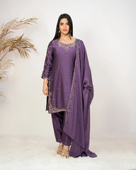 Heavy handworked crush tissue suit- purple