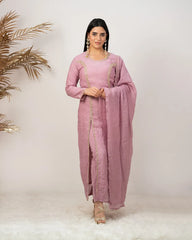 Handworked double slitted suit- lilac shade