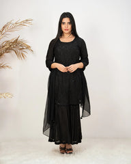 Heavy handworked sharara suit- black shade