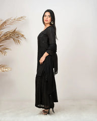 Heavy handworked sharara suit- black shade