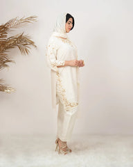 Heavy handworked crush tissue suit- white