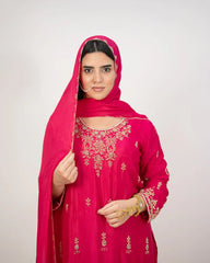 Heavy handworked skirt suit- pink