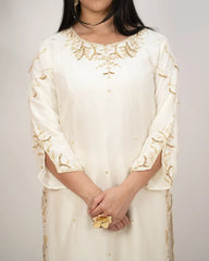 Heavy handworked crush tissue suit- white