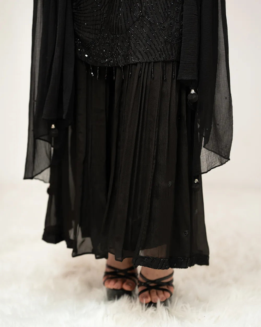 Heavy handworked sharara suit- black shade