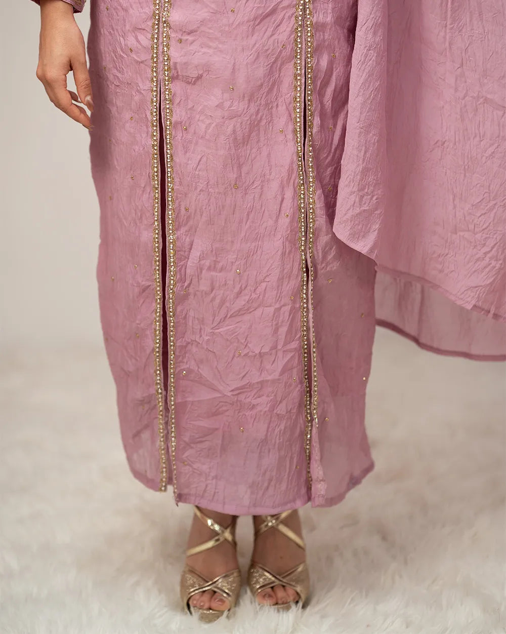 Handworked double slitted suit- lilac shade