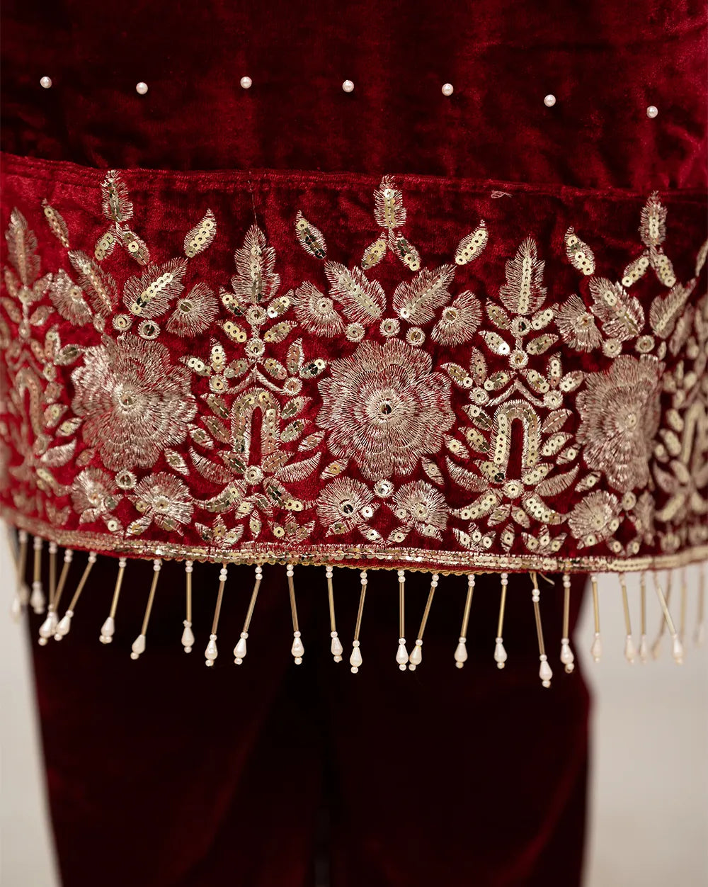 Heavy velvet salwar suit- red