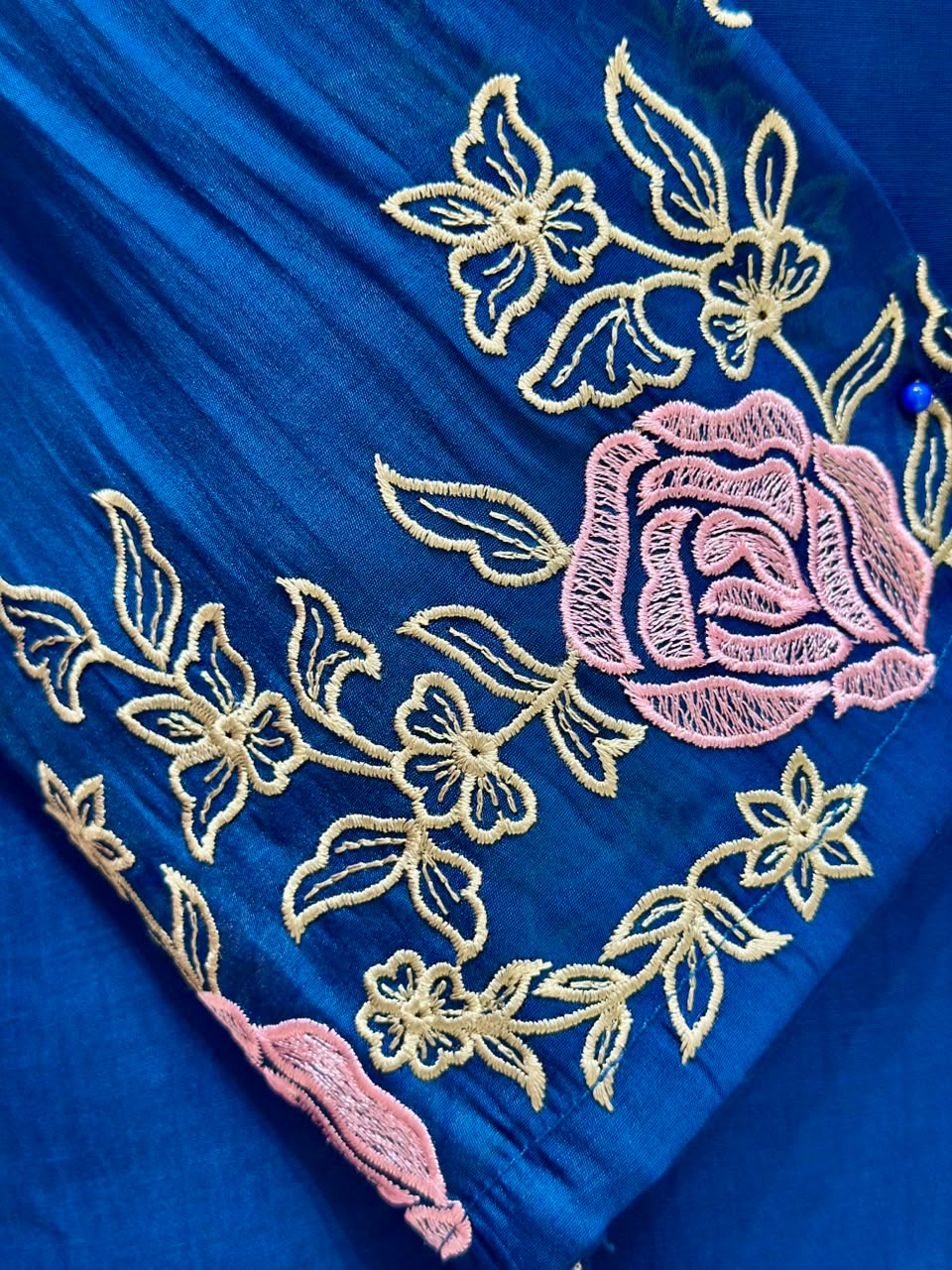 Surat Mul Chanderi A-Line Suit- Peacock Blue