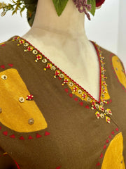 Printed 2Pc Cotton Flex Co-Ord Set- Brown