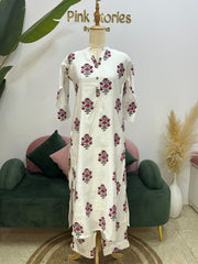 Printed 2Pc Imported Cotton Co-Ord Set - Ivory