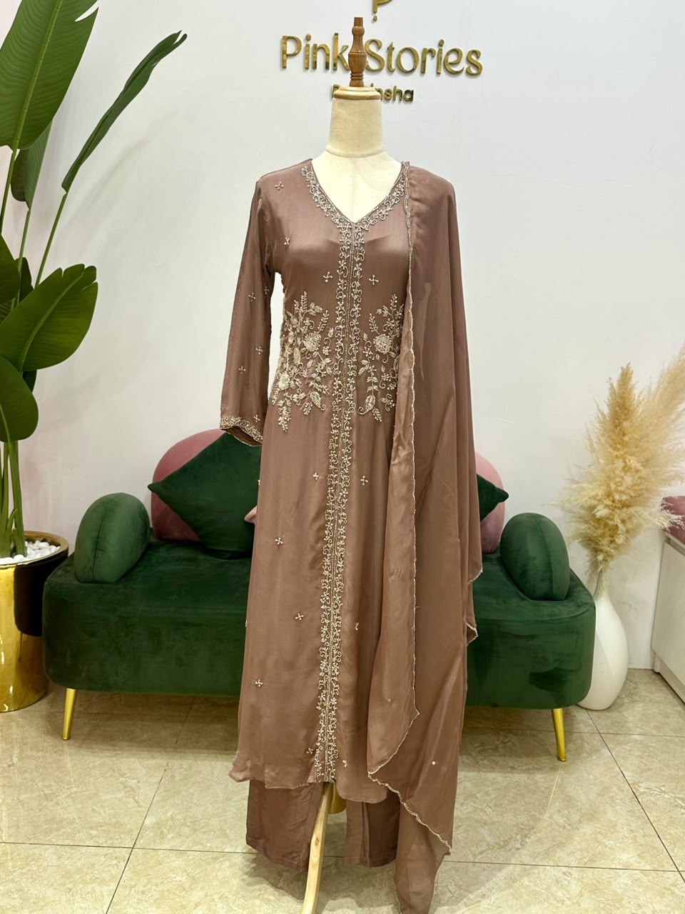 Handworked Salwar Suit- Cocoa Blush